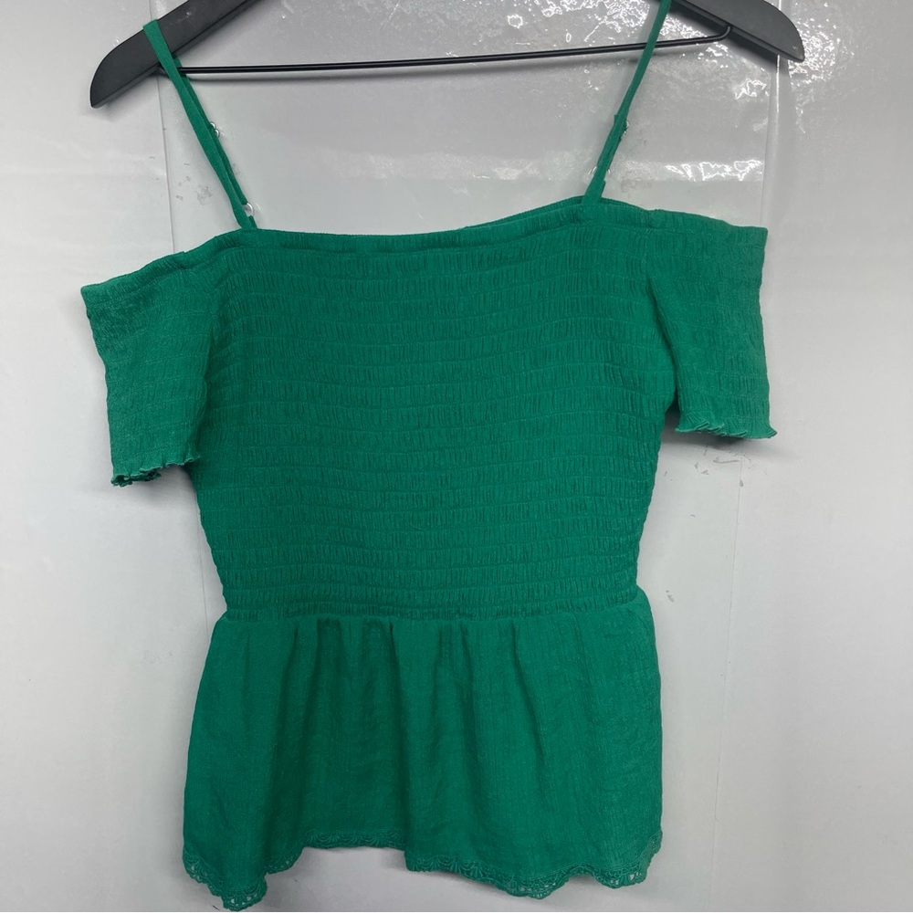 By and by  Juniors Off the Shoulder Smocked Top